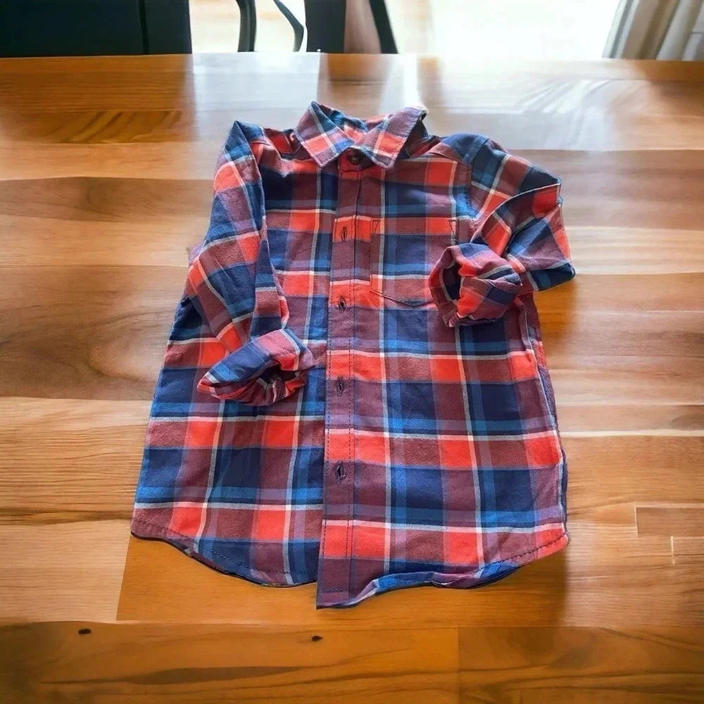 NWOT Carter's Boys 2 pc Flannel Plaid Button Top & Khaki Pant Set size 24m